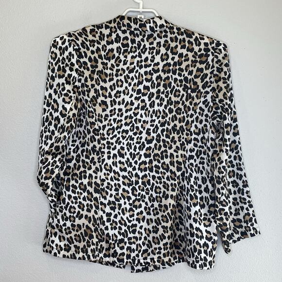 Jodifl Satin Animal Print Blazer Jacket Sz Medium Oversized Lightweight 1 Button - Picture 6 of 9